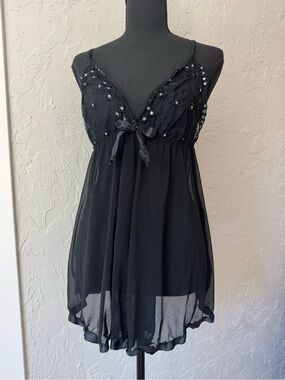 Vintage Y2K Black Babydoll Lingerie Slip